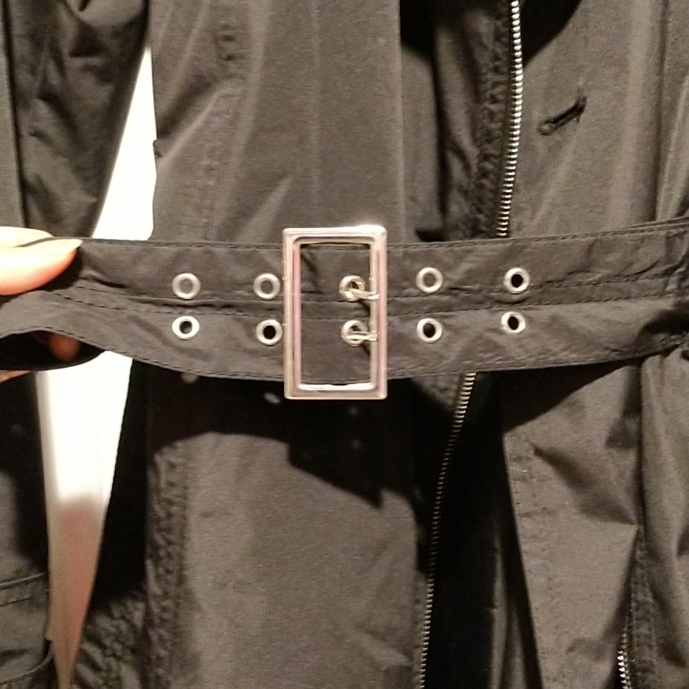 NWOT Chic diagonal zipper tie waist black jacket - Picture 13 of 16